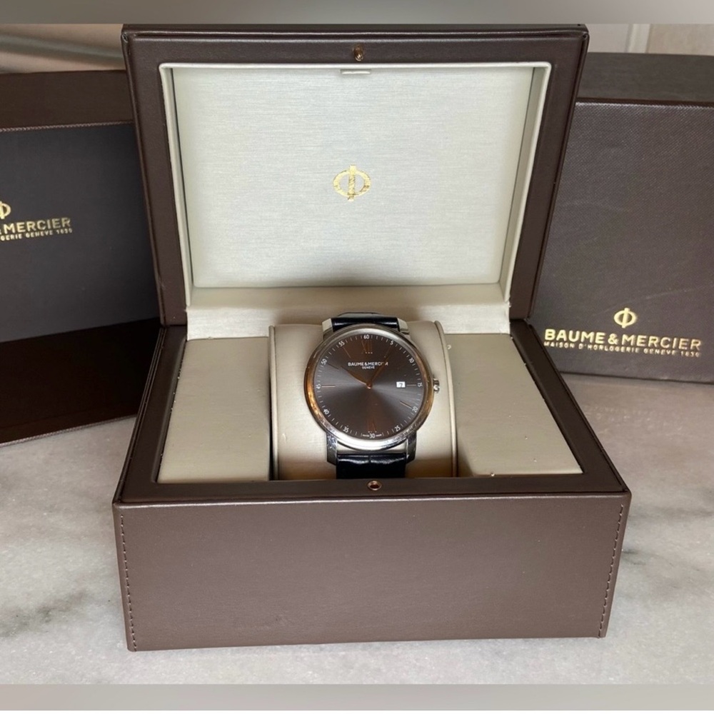 Baume & Mercier Men's Silver and Brown Watch